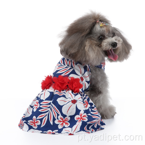 Dog Dresses Pet floral com flores vestido elegante